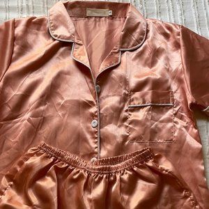 Shein Pink Silk Pj Set